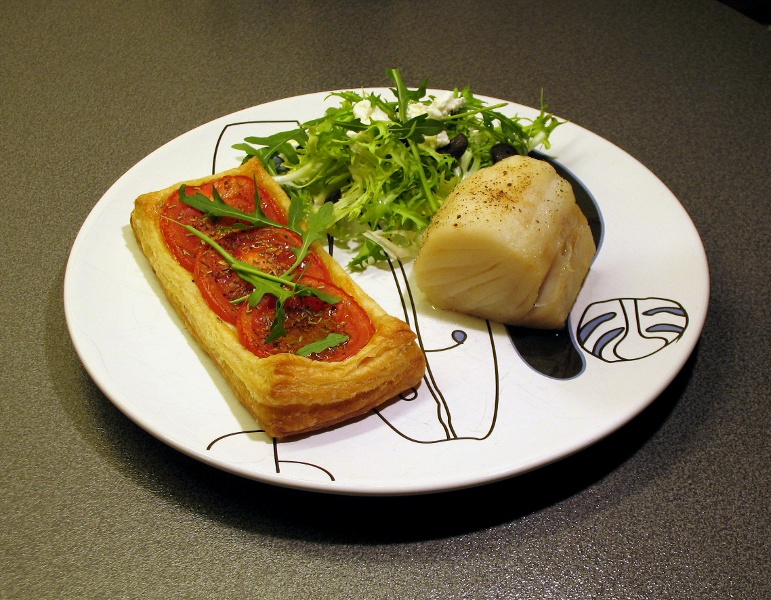 Tomato flan with salt cod