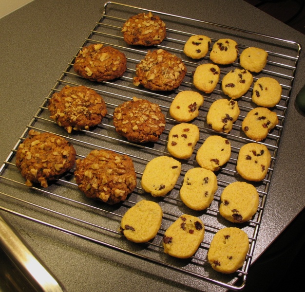 Oat and date chews and cornmeal-raisin cookies